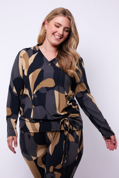 Callie top - Black/Khaki