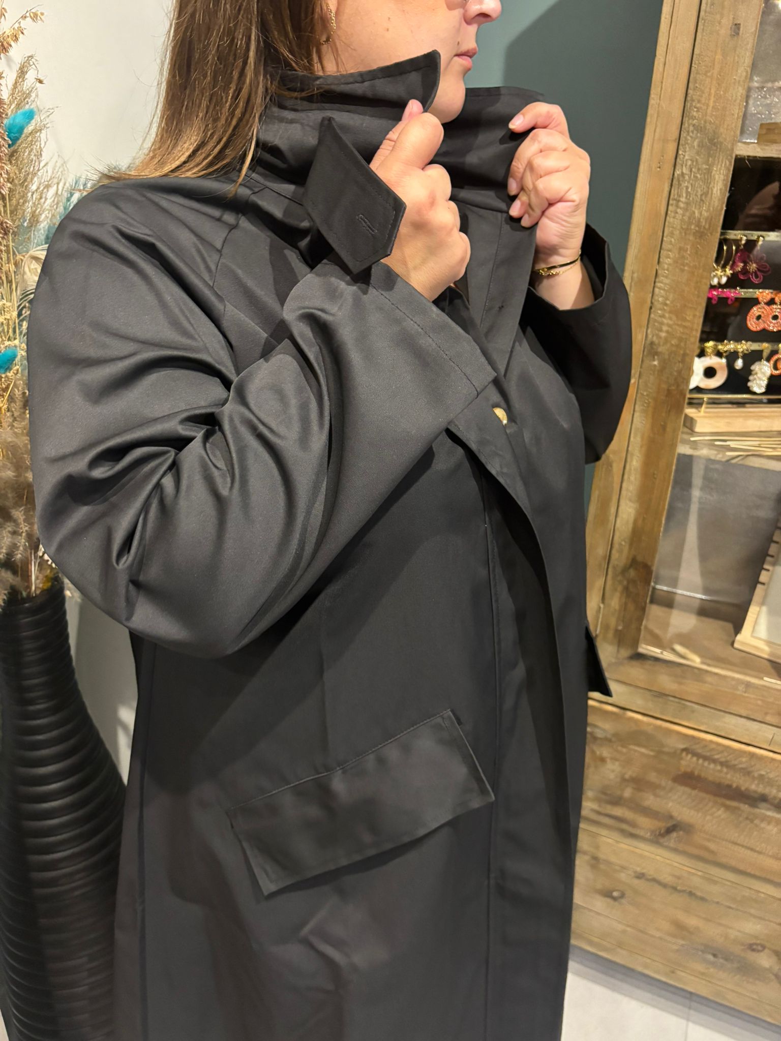 Trench coat - Zwart - Blauw - Bruin